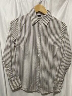 VTG J.Crew Womens Shirt Slim Fit Button-Up  gray Multi Stripe Cotton